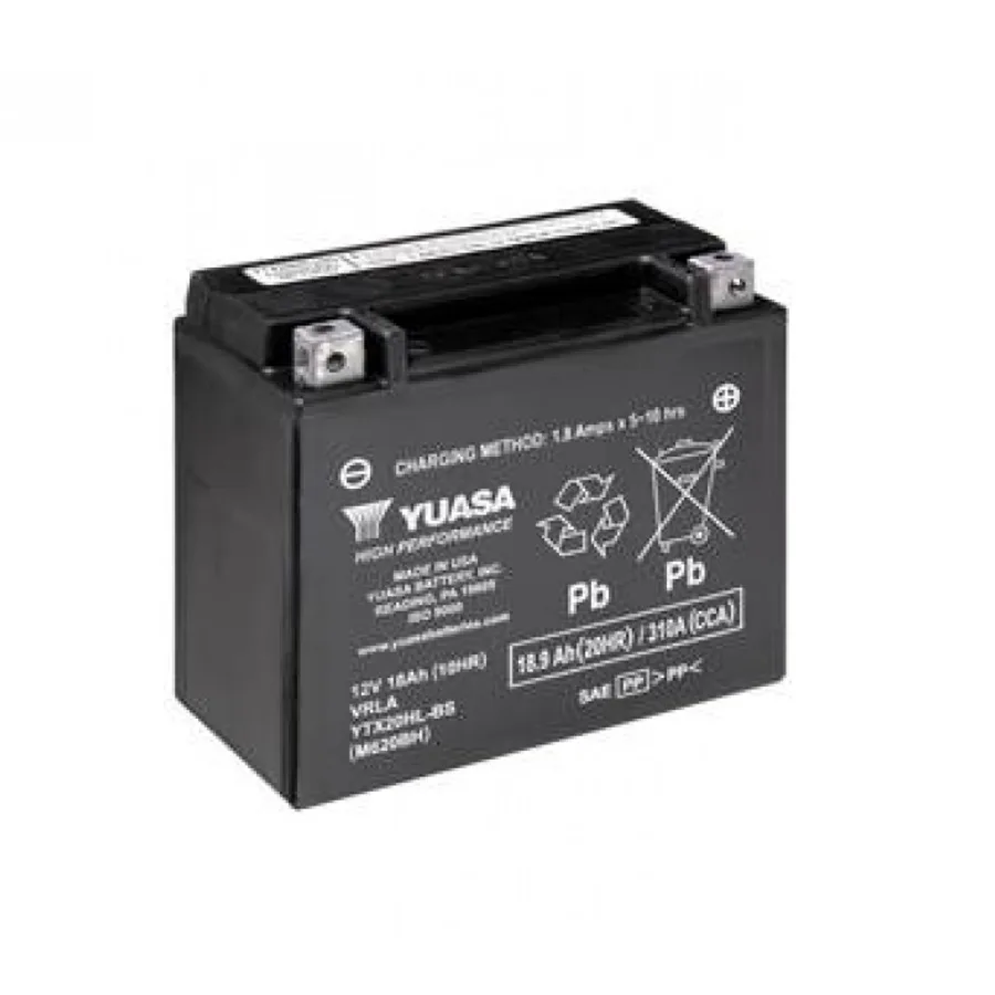 МОТО Yuasa 12V 18,9Ah High Performance MF VRLA Battery AGM YTX20HL-BS (сухозаряжений)