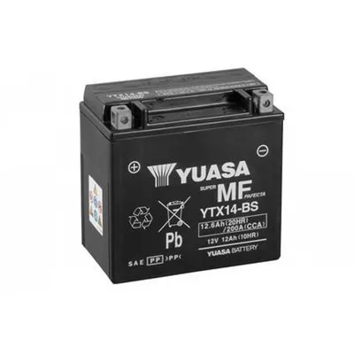 МОТО Yuasa 12V 12,6Ah  MF VRLA Battery  YTX14-BS(сухозаряжений)