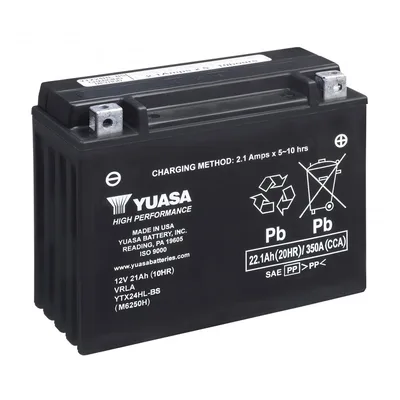 МОТО Yuasa 12V 22,1Ah High Performance MF VRLA Battery YTX24HL-BS(сухозаряжений)