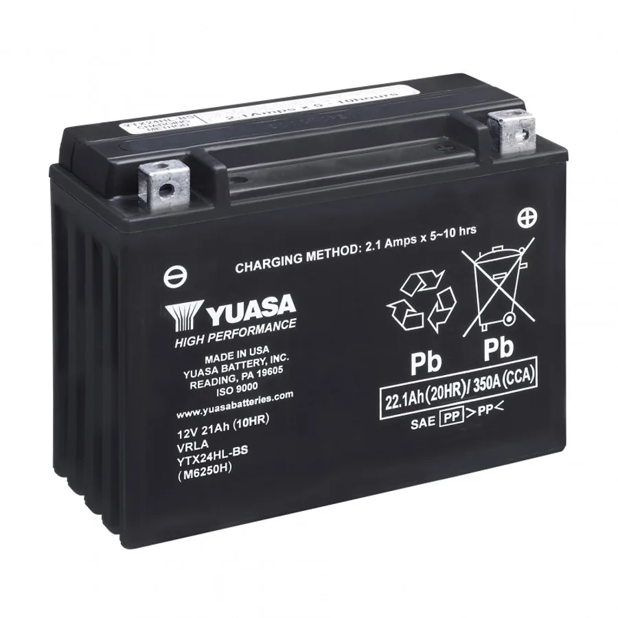 МОТО Yuasa 12V 22,1Ah High Performance MF VRLA Battery YTX24HL-BS(сухозаряжений)