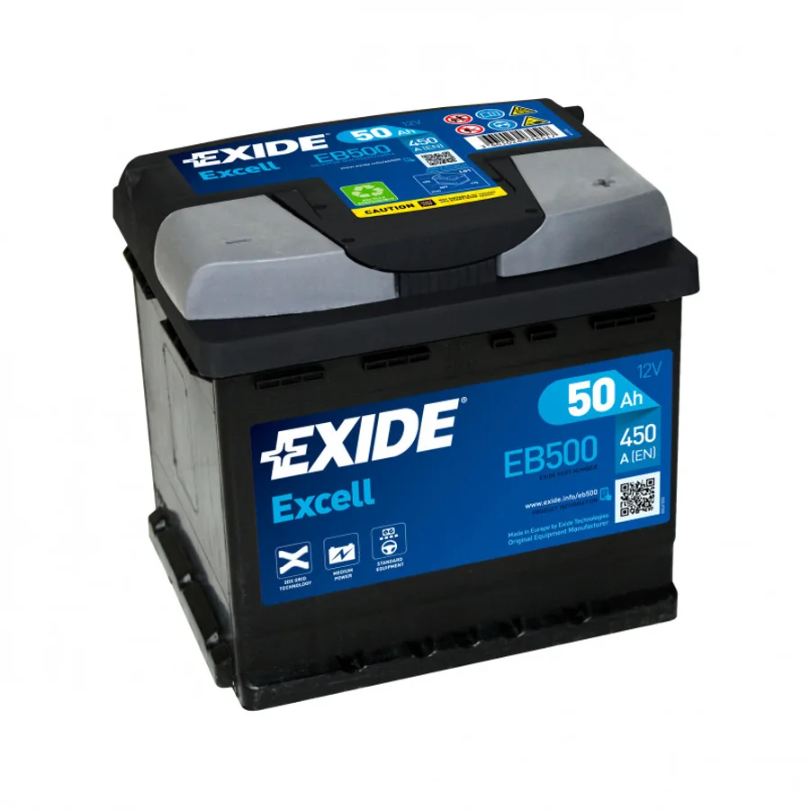 50 Ah/12V EXIDE EXCELL Euro EB500