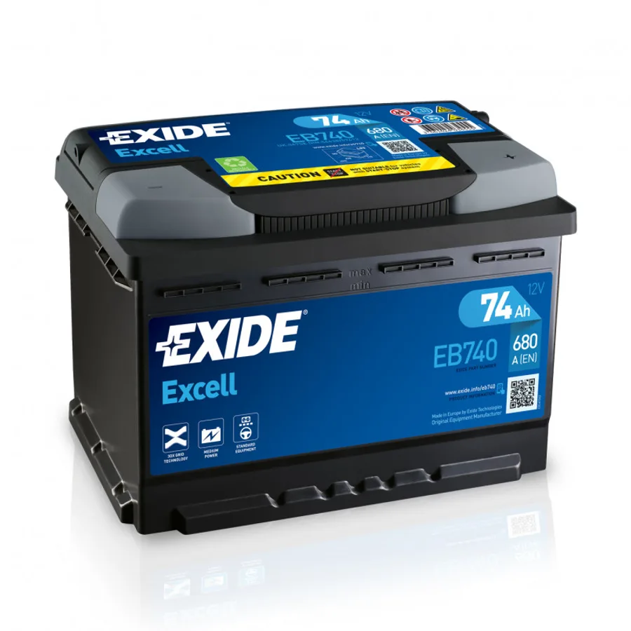74 Ah/12V EXIDE EXCELL Euro EB740